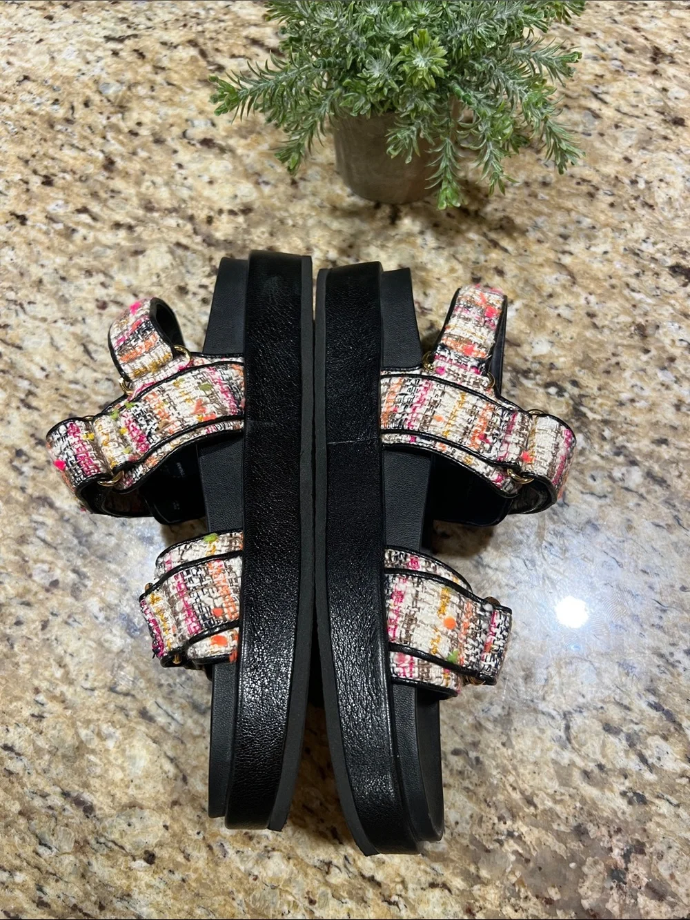 Tory Burch Kira Tweed Leather Slingback Sandals 10M